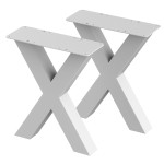 2 Nogi do stołu TYP- X (profil 60x60mm) Kolor Biały Rozmiar 350-420H 
