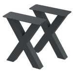 2 Nogi do stołu TYP- X (profil 60x60mm) Kolor Antracyt Rozmiar 350-420H 