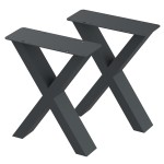 2 Nogi do stołu TYP- X (profil 80x40mm) Kolor Antracyt Rozmiar 350-420H 